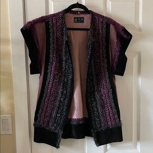M_M original Canadian 🇨🇦 pink purple black suede vest boho Nordic wool